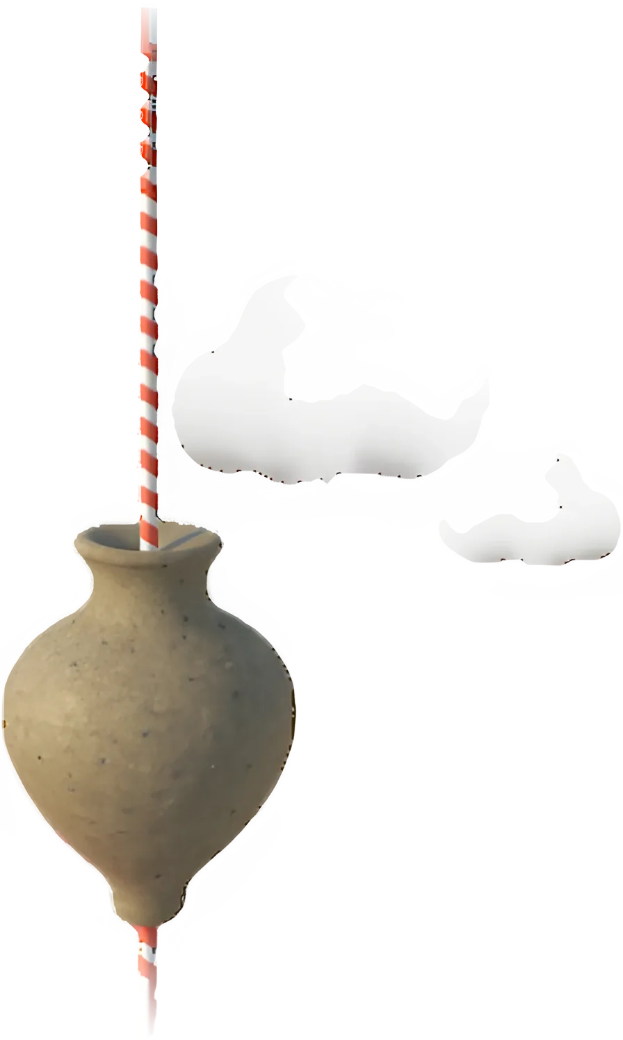 Ein Kreisel, der auf einem Seil zwischen den Wolken balanciert.