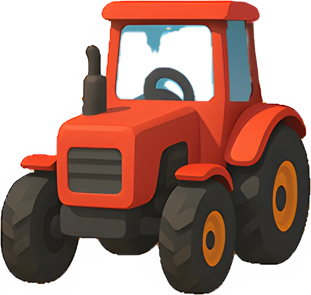 Ein roter Traktor.